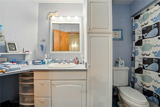 79 Mariacher Rd, Findley Twp, PA 16137 - bathroom with vanity, toilet, and a shower with curtain