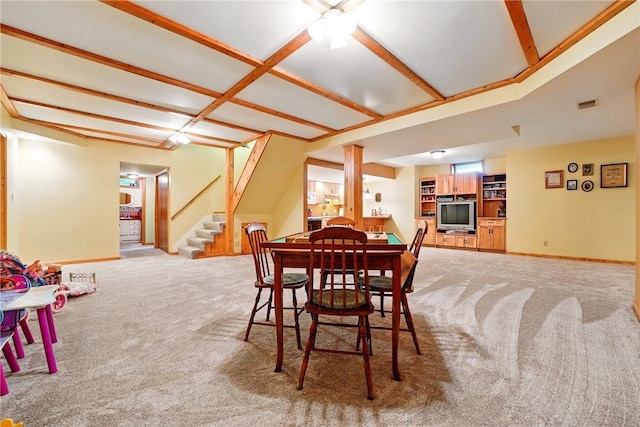 79 Mariacher Rd, Findley Twp, PA 16137 - dining room with stairs, light colored carpet, and baseboards
