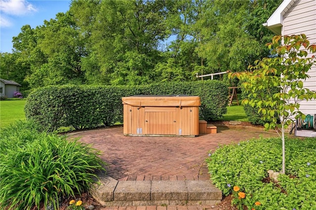 79 Mariacher Rd, Findley Twp, PA 16137 - view of yard featuring a hot tub and a patio area