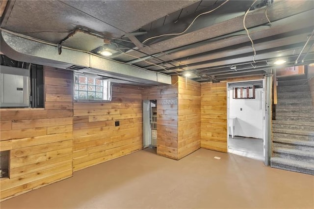 427 Cedar St, Jeannette, PA 15644 - below grade area featuring stairway and wood walls