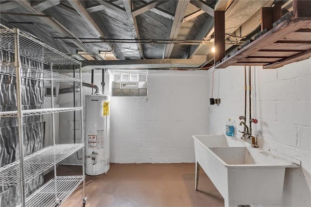 427 Cedar St, Jeannette, PA 15644 - unfinished basement featuring gas water heater and a sink