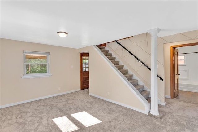 427 Cedar St, Jeannette, PA 15644 - basement with carpet, stairs, and baseboards