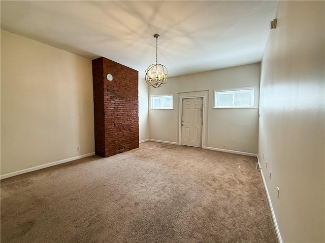 610 Southern Ave, Mt Washington, PA 15211 - carpeted spare room featuring a chandelier and baseboards