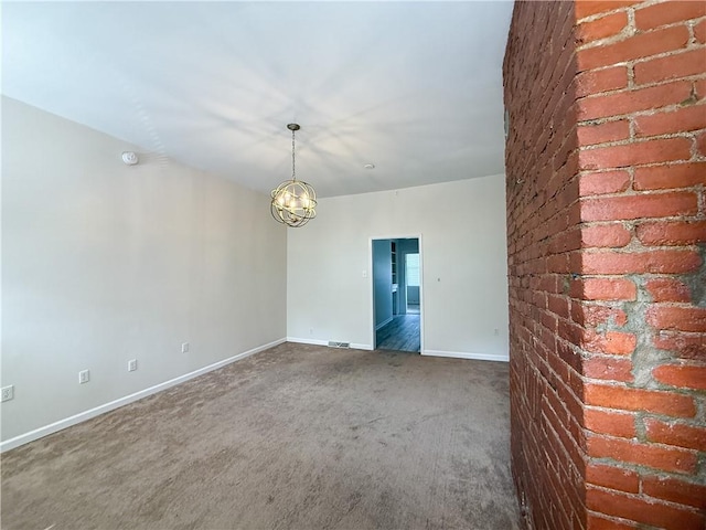 610 Southern Ave, Mt Washington, PA 15211 - empty room with a chandelier, carpet floors, and baseboards