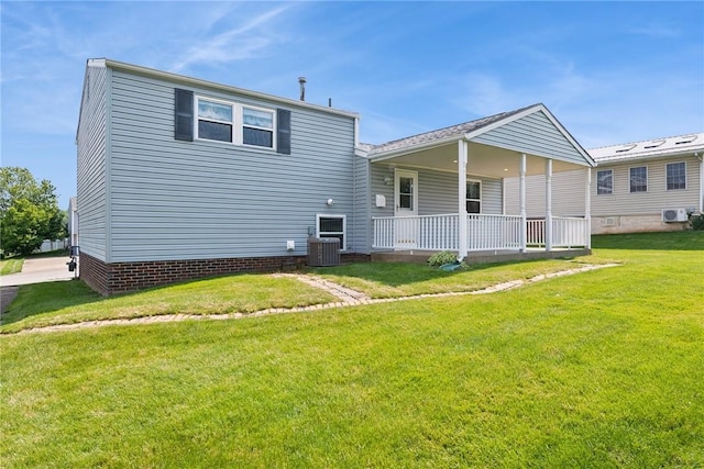 211 Old Meadow Dr, Hempfield Twp Wml, PA 15601 - rear view of house with central AC, a yard, and a cooling unit