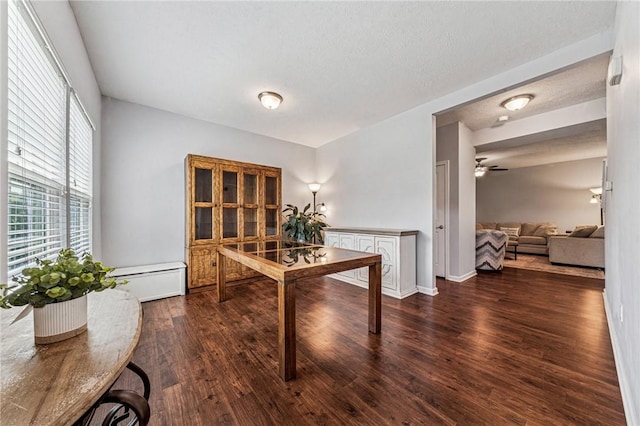 4054 Bentwood Dr, North Strabane, PA 15317 - dining space featuring a ceiling fan, wood finished floors, a textured ceiling, and baseboards