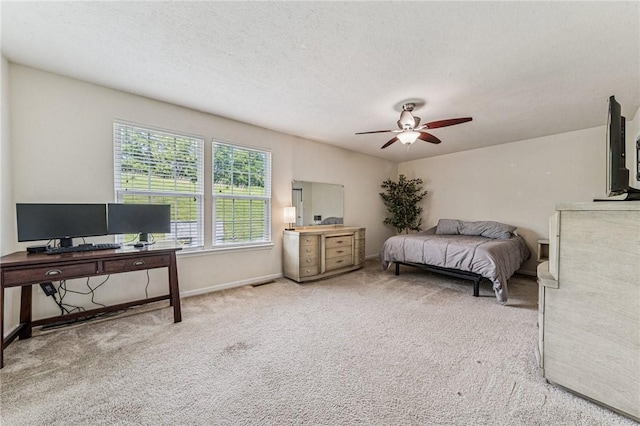 4054 Bentwood Dr, North Strabane, PA 15317 - bedroom with carpet, ceiling fan, baseboards, and a textured ceiling