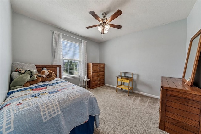 4054 Bentwood Dr, North Strabane, PA 15317 - bedroom featuring carpet floors, baseboards, a ceiling fan, and a textured ceiling