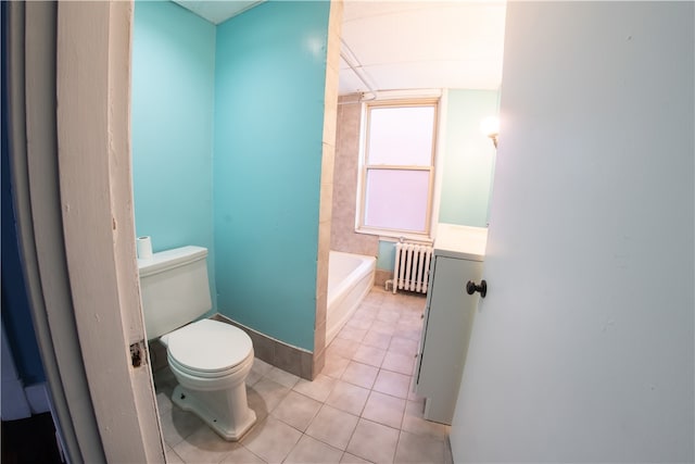222-224 Alice St, Mount Oliver, PA 15210 - full bathroom with radiator heating unit, toilet, a tub to relax in, tile patterned floors, and vanity