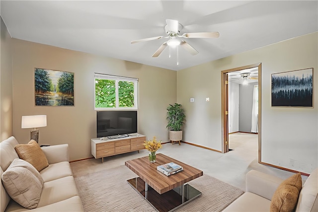 3009 33rd St, Pulaski Twp Bea, PA 15066 - living area with light carpet, a ceiling fan, and baseboards