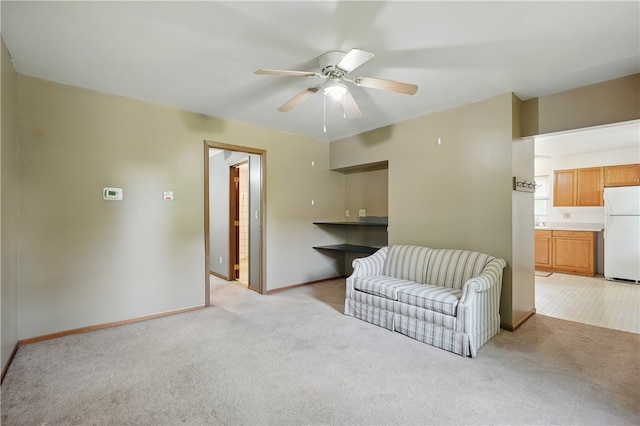 3009 33rd St, Pulaski Twp Bea, PA 15066 - sitting room featuring ceiling fan, light carpet, and baseboards