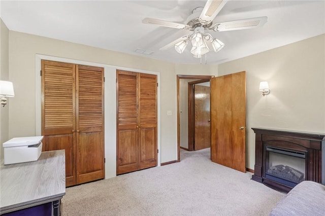 190 Pineview Dr, Pine Twp Nal, PA 15090 - living room with a ceiling fan, carpet flooring, a glass covered fireplace, and baseboards