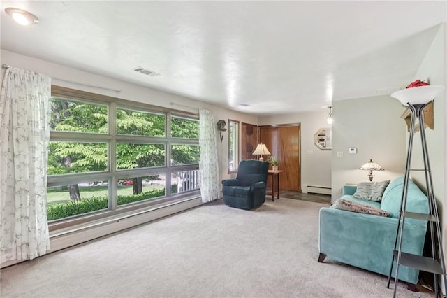 190 Pineview Dr, Pine Twp Nal, PA 15090 - carpeted living room with a baseboard heating unit