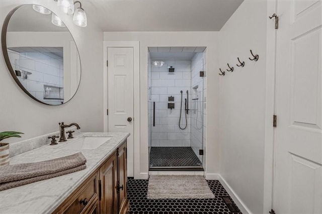 126 Scholl Ln, Rostraver, PA 15012 - full bath with a shower stall, vanity, baseboards, and tile patterned flooring