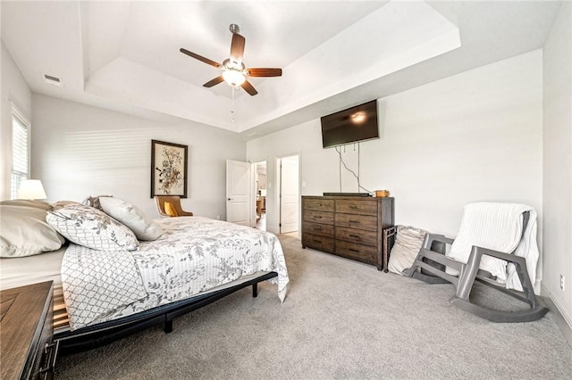137 Summer Ln, Mount Pleasant Twp Was, PA 15057 - bedroom featuring a tray ceiling, carpet floors, and ceiling fan