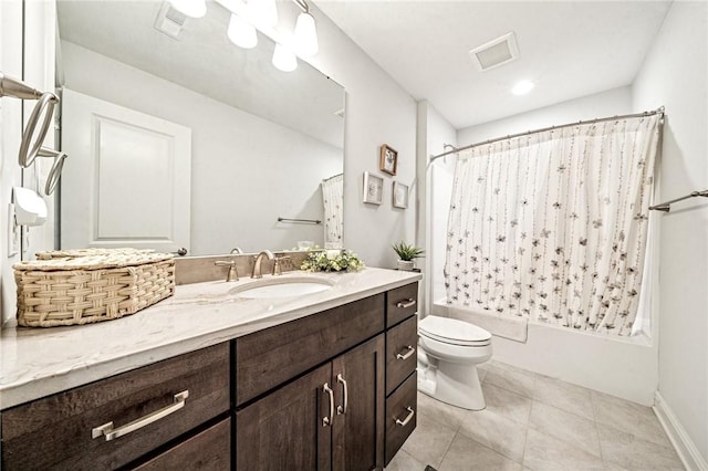 137 Summer Ln, Mount Pleasant Twp Was, PA 15057 - bathroom featuring vanity, toilet, shower / bathtub combination with curtain, and tile patterned floors