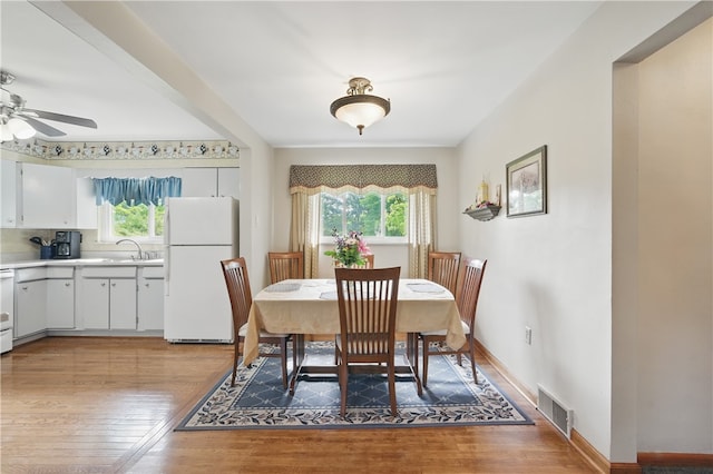 131 Howley Ave, Chippewa Twp, PA 15010 - dining area with healthy amount of natural light, a ceiling fan, and light wood-style floors