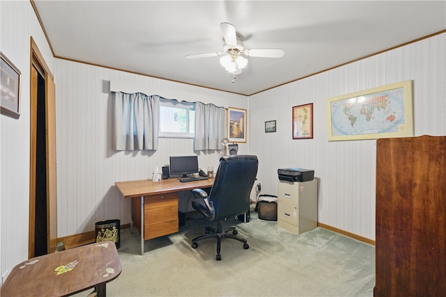 131 Howley Ave, Chippewa Twp, PA 15010 - carpeted office featuring crown molding, baseboards, and a ceiling fan