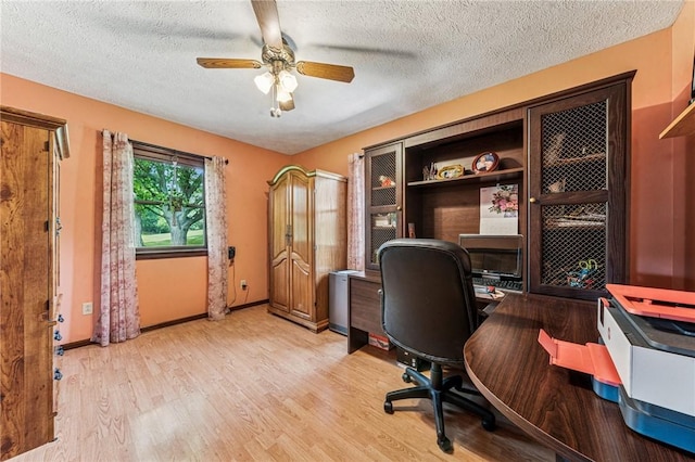 922 Old Ridge Rd, Cross Creek Twp, PA 15340 - office area with light wood-style floors, a ceiling fan, and a textured ceiling