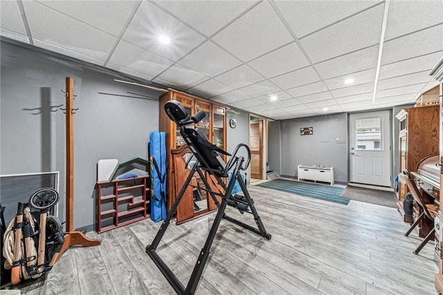 922 Old Ridge Rd, Cross Creek Twp, PA 15340 - workout room featuring light wood-style flooring, recessed lighting, and a paneled ceiling