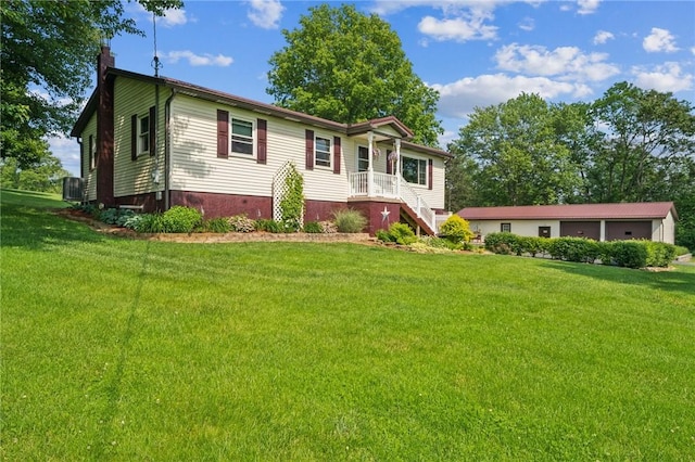 922 Old Ridge Rd, Cross Creek Twp, PA 15340 - view of front facade featuring a chimney and a front lawn