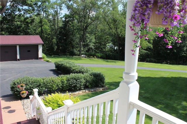 922 Old Ridge Rd, Cross Creek Twp, PA 15340 - view of green lawn with an outdoor structure, a garage, and a porch