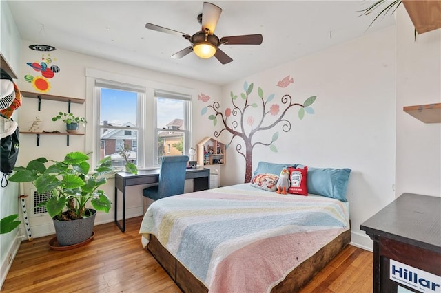 1403 Creedmoor Ave, Brookline, PA 15226 - bedroom with hardwood / wood-style floors, baseboards, and ceiling fan
