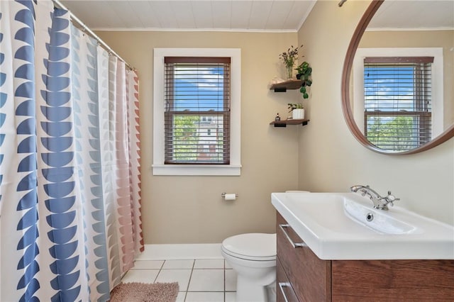 1403 Creedmoor Ave, Brookline, PA 15226 - bathroom featuring tile patterned flooring, vanity, crown molding, toilet, and baseboards