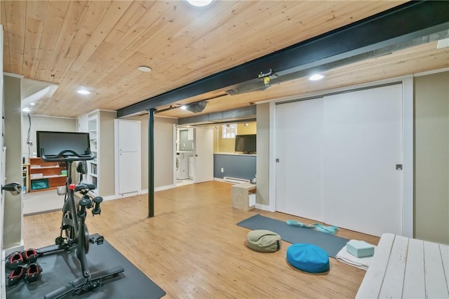 1403 Creedmoor Ave, Brookline, PA 15226 - exercise room with wood finished floors and wood ceiling