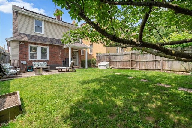 1403 Creedmoor Ave, Brookline, PA 15226 - rear view of house with brick siding, a chimney, and a patio