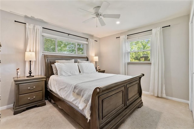 208 Chan Mowr Dr, Middlesex Twp, PA 16059 - bedroom featuring baseboards, light carpet, and ceiling fan
