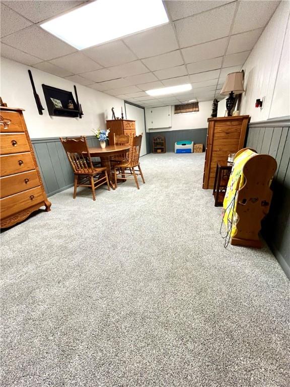206 Richards Dr, Derry Twp, PA 15650 - carpeted home office with a paneled ceiling and a wainscoted wall