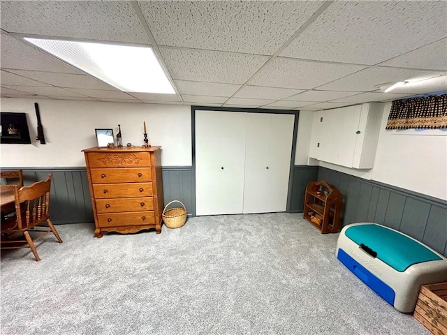 206 Richards Dr, Derry Twp, PA 15650 - sitting room featuring a drop ceiling, a wainscoted wall, and carpet floors