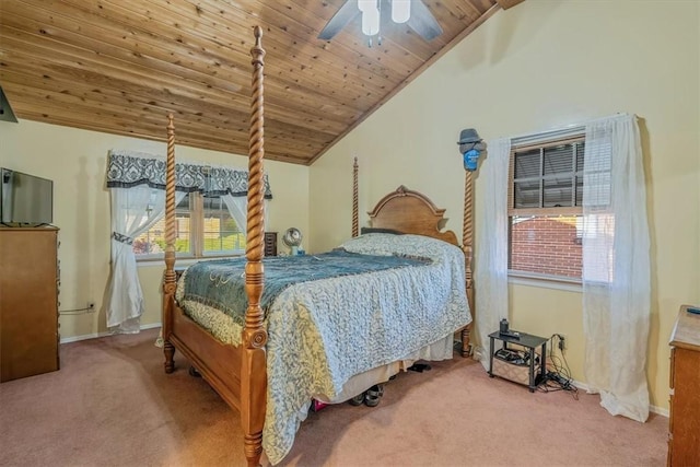 3804 Cynthia Dr, Baldwin Boro, PA 15227 - bedroom with carpet, wood ceiling, vaulted ceiling, baseboards, and a ceiling fan