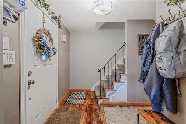 3804 Cynthia Dr, Baldwin Boro, PA 15227 - foyer with wood finished floors, stairs, and baseboards