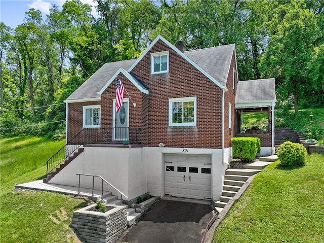801 4th St N, Versailles, PA 15137 - view of front of house with stairs, roof with shingles, brick siding, and a garage