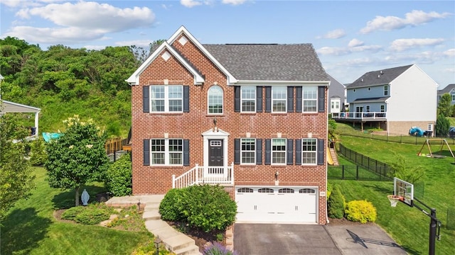 108 Berkshire Ct, Ohio Twp, PA 15237 - colonial-style house featuring brick siding, a garage, driveway, and roof with shingles