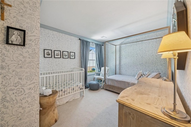 108 Berkshire Ct, Ohio Twp, PA 15237 - bedroom featuring wallpapered walls, carpet flooring, and ornamental molding