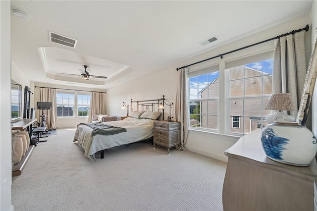 108 Berkshire Ct, Ohio Twp, PA 15237 - bedroom featuring light colored carpet, a tray ceiling, a ceiling fan, and baseboards