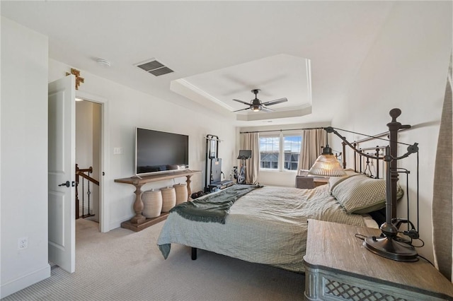 108 Berkshire Ct, Ohio Twp, PA 15237 - bedroom with a raised ceiling, baseboards, carpet, and ceiling fan