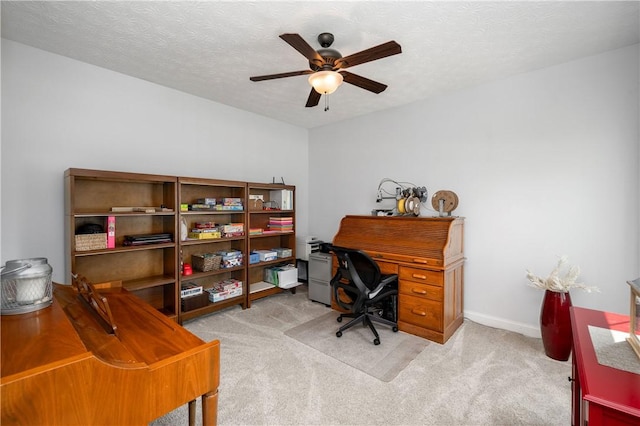 565 Tara Ct, Saxonburg Boro, PA 16056 - office space featuring a ceiling fan, carpet, baseboards, and a textured ceiling