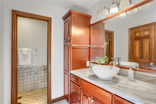 9 Victoria Dr, Neshannock Twp, PA 16105 - bathroom featuring vanity and tile walls