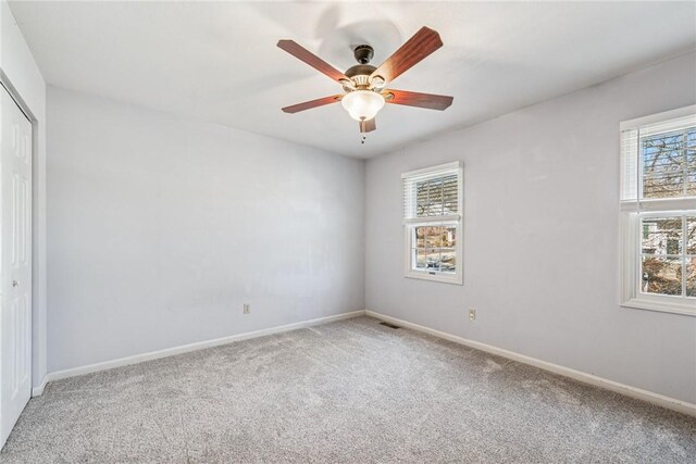 536 Cherryhill Dr, Cecil, PA 15017 - unfurnished bedroom featuring a closet, carpet flooring, baseboards, and ceiling fan