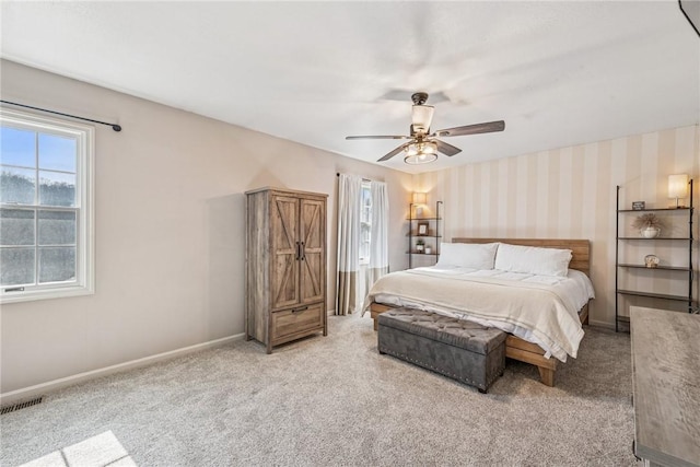 536 Cherryhill Dr, Cecil, PA 15017 - bedroom featuring multiple windows, carpet floors, baseboards, and ceiling fan