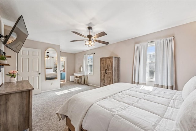 536 Cherryhill Dr, Cecil, PA 15017 - bedroom with light colored carpet, baseboards, and ceiling fan