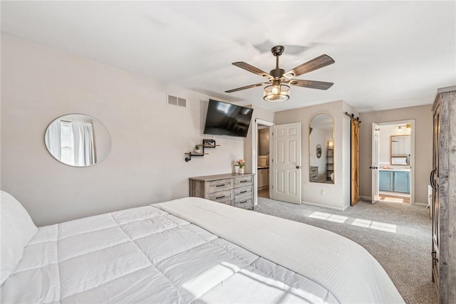 536 Cherryhill Dr, Cecil, PA 15017 - bedroom with light colored carpet, baseboards, ceiling fan, and ensuite bath