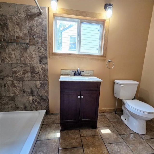 1911 Carolyn St, Farrell, PA 16121 - full bathroom with toilet, vanity, a tile shower, and baseboards