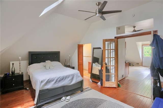 21 S Harrison Ave, Bellevue, PA 15202 - bedroom with lofted ceiling, wood finished floors, and ceiling fan