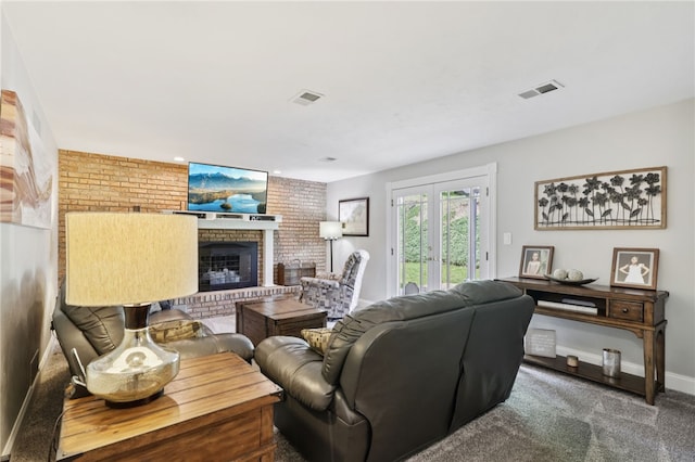 100 Welty Dr, Allegheny Twp Wml, PA 15068 - carpeted living area with a brick fireplace and baseboards