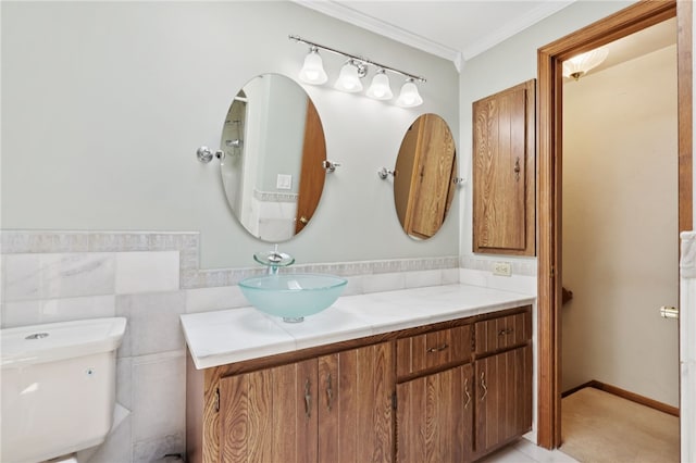 100 Welty Dr, Allegheny Twp Wml, PA 15068 - bathroom with vanity, toilet, and ornamental molding